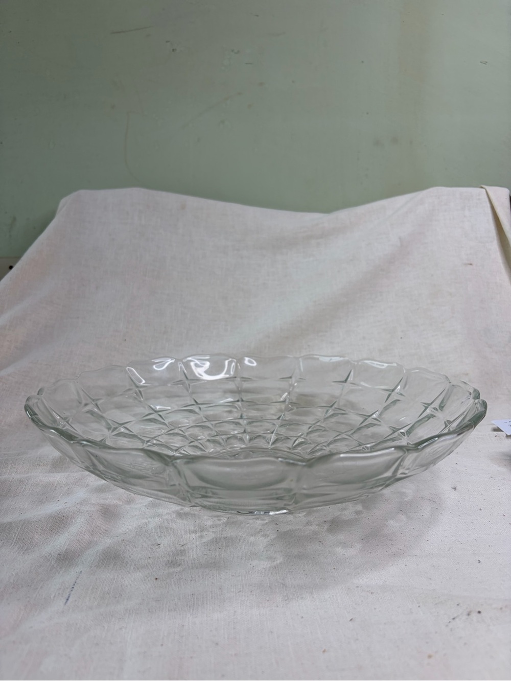 Posh Clear Pressed Glass Serving Bowl